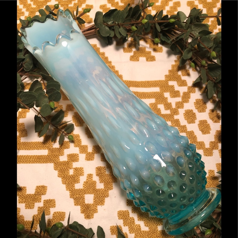 Vintage blue opalescent vase